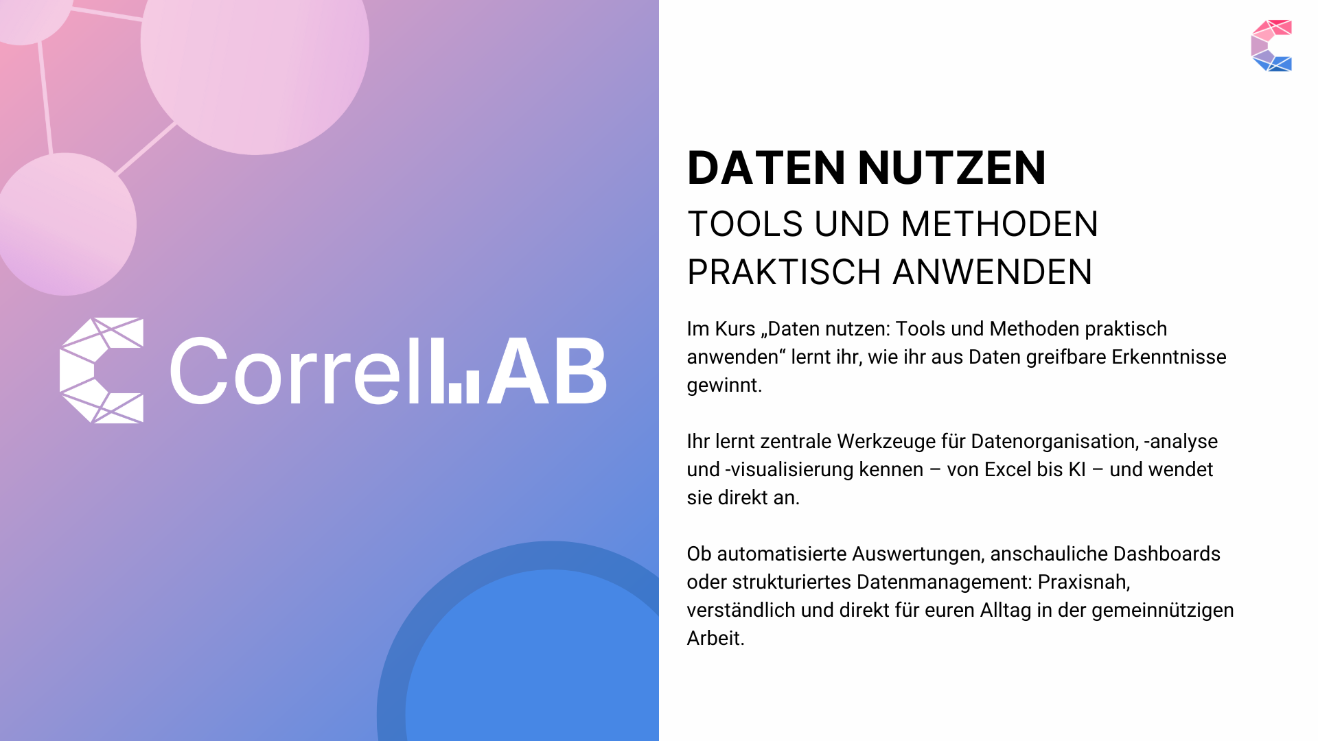 Kursbeschreibung Daten nutzen